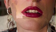 Wife endures lezdom foot training session