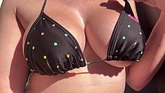 Italian Milf Big Natural Tits Bounce Outdoors Hard Nipples Tease