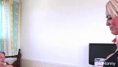 Busty Blonde Mature Seduction Wakes Him For Rough Pussy Ride!