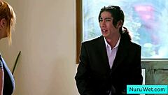 Sexy big tit blonde masseuse lauren phillips demos nuru massage on david lee