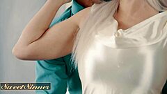 does busty lawyer milf crave coworker's cum on her tits after sofa pounding?