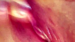 Latina Fingers Huge Wet Clit and Pussy Lips in Extreme Close-Up