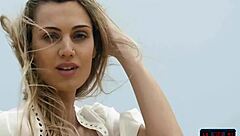 Francy Torino that petite Italian milf model strips her clothes outdoors