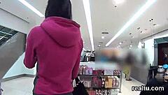 adorable czech sweetie strips in shop, rides cock pov after temptation