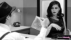 trans widow domino presley in stockings barebacks and licks cop's ass