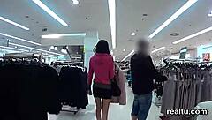 adorable czech sweetie strips in shop, rides cock pov after temptation