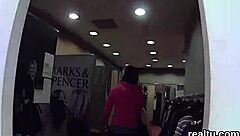 adorable czech sweetie strips in shop, rides cock pov after temptation