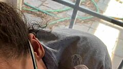 your lightskin ebony stepsis slurps cock by the window as boyfriend searches gets facial