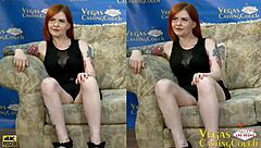 Redhead gives pov blowjob deepthroat then fingered oiled massaged ass fucked doggy with bondage wand orgasm