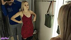 Lettie black caught sucking cock then fucked doggystyle in dressing room