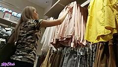 Lettie black caught sucking cock then fucked doggystyle in dressing room