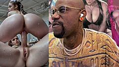 Blonde slut grips trans cock kissing wildly - petite nurse cowgirl pussy fucks exposed anal!