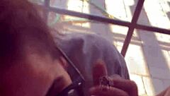 your lightskin ebony stepsis slurps cock by the window as boyfriend searches gets facial