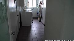 Savana Styles rides stepson hard in the garage at work