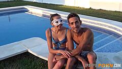 she wasnt expectin that huge dick stretchin her out poolside