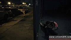 TEEN IN GLASSES sucks COCK outdoors while BOUND for domination