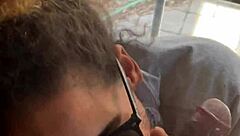 your lightskin ebony stepsis slurps cock by the window as boyfriend searches gets facial