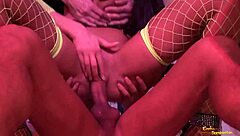 Brunette Babe Fills All Holes with Four Thick Monster Cocks Double Penetration Rough