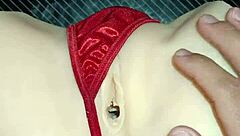 candy bends over for anal sex in her sexy red thong with pompon