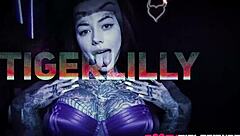 redhead tiger lily's inked curves get monster cock banged every way
