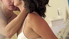 imagine this euro cougar's shaved pussy getting fucked hard missionary style