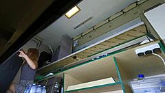 Hot blonde slut's shaved pussy exposed by hidden cam while fingering