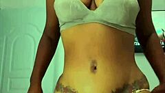 Curvy ebony babe squirts creamy pussy juice close up homemade