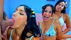 i'm wrecking this hot latina's throat with my monster cock