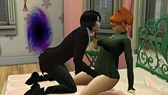 vampire seduces chubby nerd with kisses licks and muff diving in sims