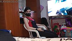 She slips into sexy underwear right in front of me, teasing until I fuck her tight pussy over and over.