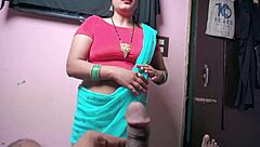 Stepmom undresses seductively before stepson then strokes footjob to cum in mouth with hindi dirty talk