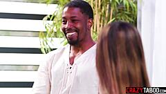 Jane Wilde gets roughed by big black cock yoga teacher