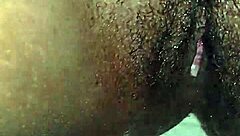 Chubby ebony with big natural tits and ass teases her wet solo play