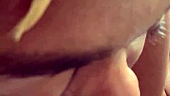 Blonde bombshell creams on big black cock doggystyle