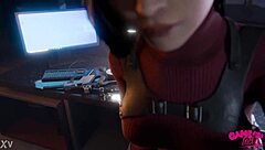 Ada wong strokes leon kennedy's cock in close-up animation