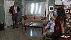 Holy Shit! Horny Asian Milf Rides Computer Guy's Cock as Hubby Watches!