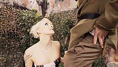 farrah foxx milf gulps soldier's cumshot facial after he drills her shaved pussy in heels