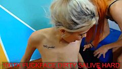 stepsisters call their buddy over for sloppy deep wet blowjobs and rough face fucking