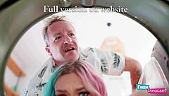 Petite Innocent 18+ Babe Stuck In Washing Machine Gets Rough Anal Assfucking By Big Cock Monster