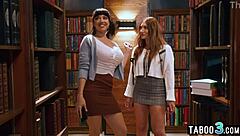 busty latina milf librarian seduces hot babe for wet pussy licking!