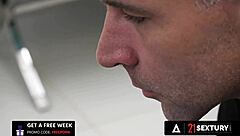 Petite Alyssa Bounty Grinds Wet Pussy for Foot Cumshot