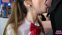 pure bliss watching beautiful teen brunette suck cock up close craving every drop