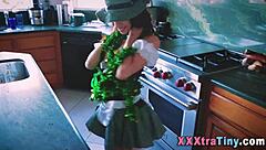 Tiny teen sucks big cock then rides it hard!