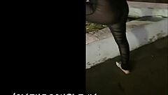 that sexy latina milf wife struts in see-through thong panties outside the hotel, flashing everyone.