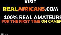 Young African couple sneaks away for deep passionate fucking