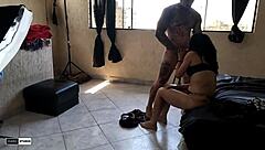 brazilian mature tattooed babe in lingerie teases big natural tits before juicy fuck session