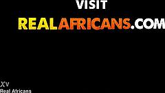 Young African couple sneaks away for deep passionate fucking