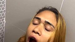 whoa big booty kiki jigglez tries piss drinking first time with that fat cock down throat