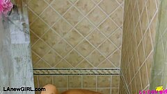 sexy latina model showers seductively