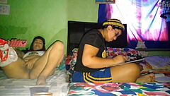 i rub my huge curvy ebony ass pussy while stepsis studies masturbating homemade pov